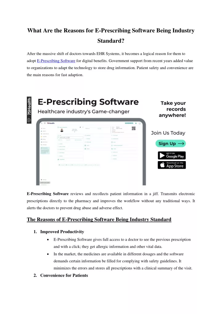 what are the reasons for e prescribing software