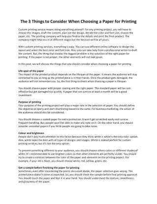 the 3 things to consider when choosing a paper