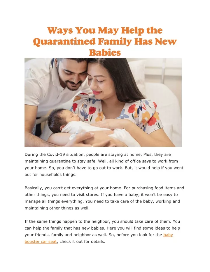 ways you may help the quarantined family