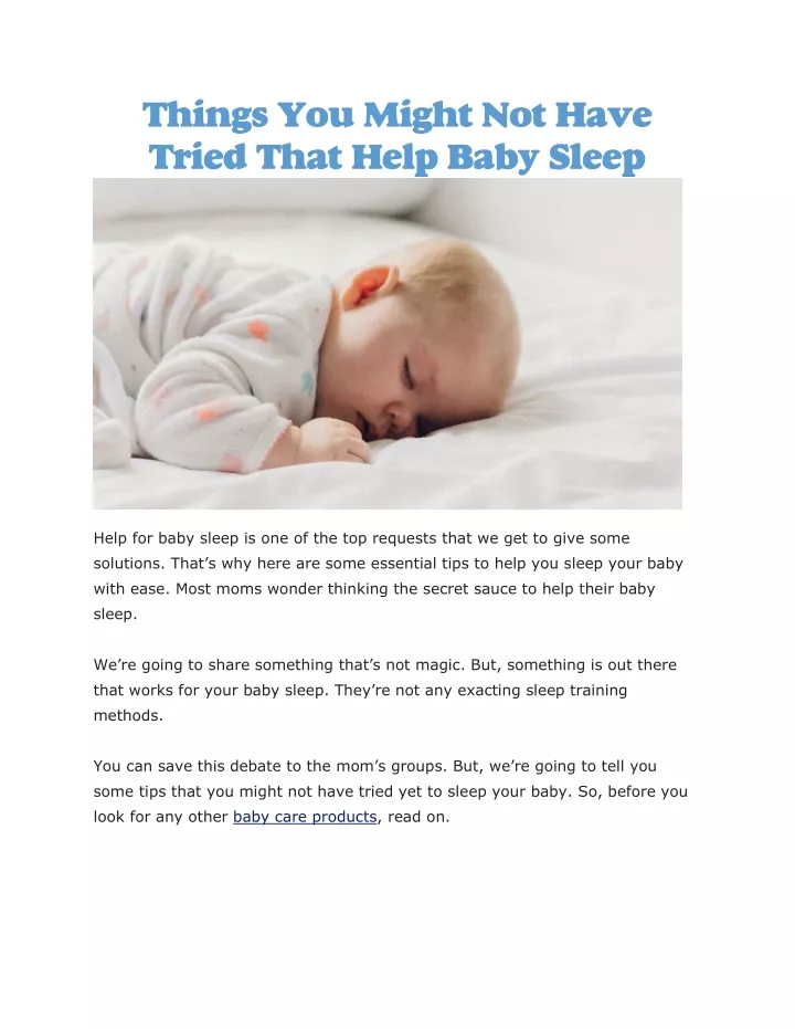 things you might not have tried that help baby