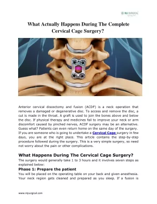 Post Tips That The Tlif Cage Spine Surgery Patient Should Know