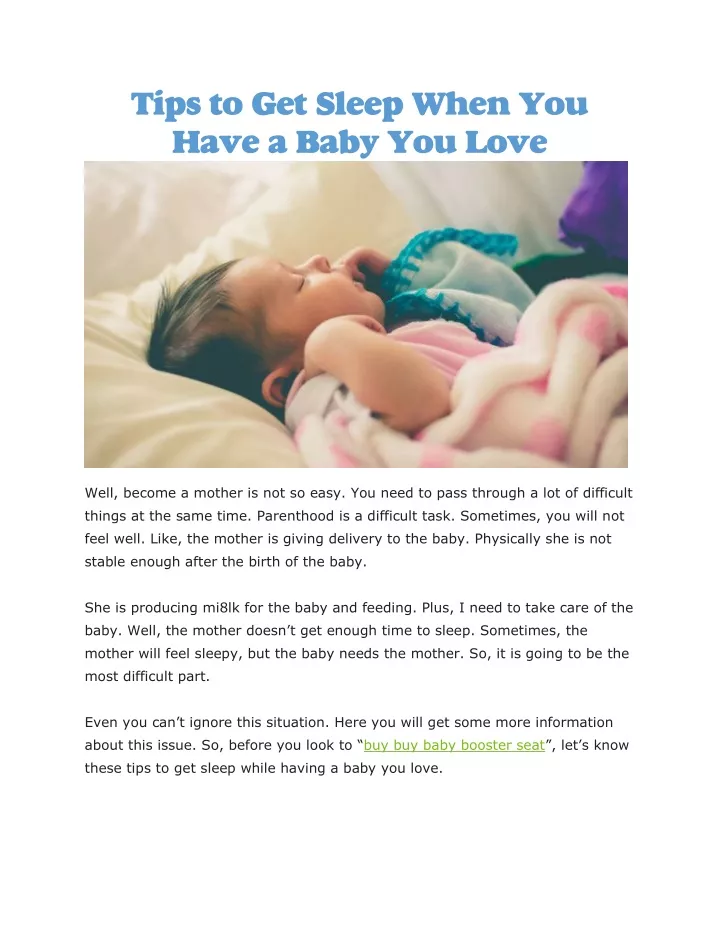 tips to get sleep when you have a baby you love