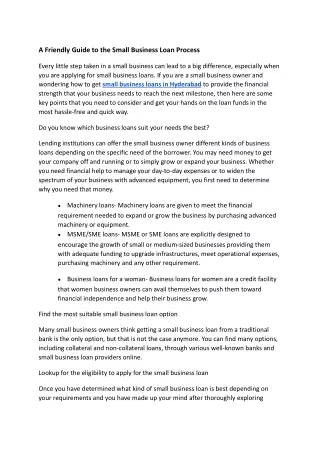 a friendly guide to the small business loan