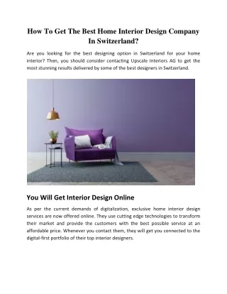 How To Get The Best Home Interior Design Company In Switzerland?