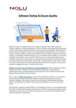 software testing to ensure quality