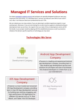 Managed IT Services and Solutions