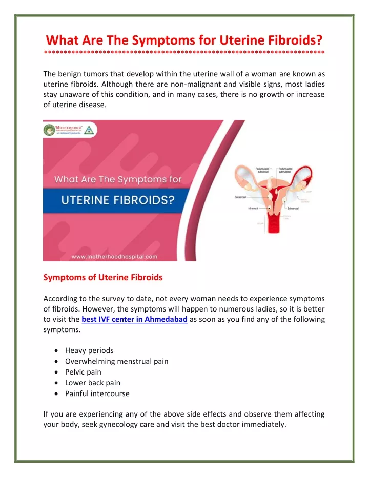what are the symptoms for uterine fibroids