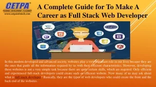 a complete guide for to make a career as full