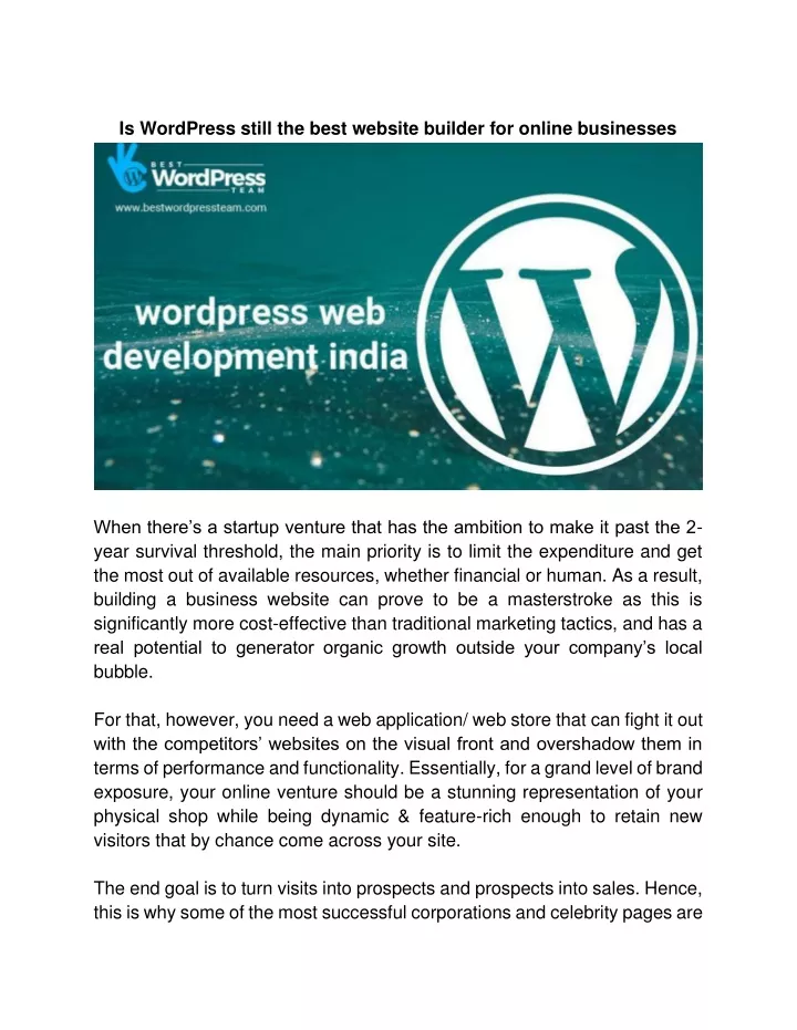 is wordpress still the best website builder