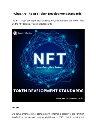 what are the nft token development standards