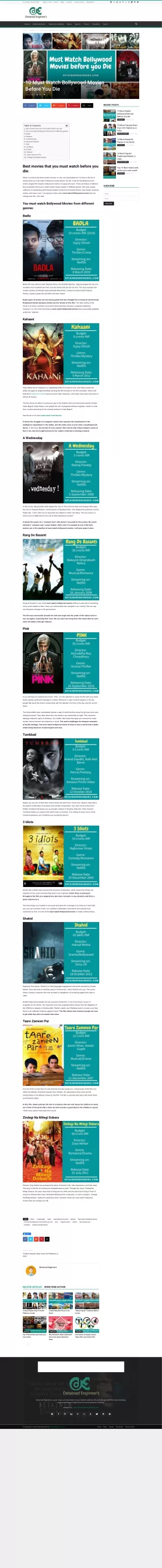 Must watch Bollywood Movies Before you die