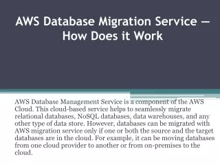 AWS Database Migration Service — How Does it Work