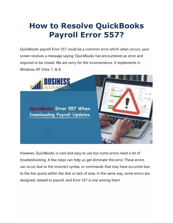 how to resolve quickbooks payroll error 557