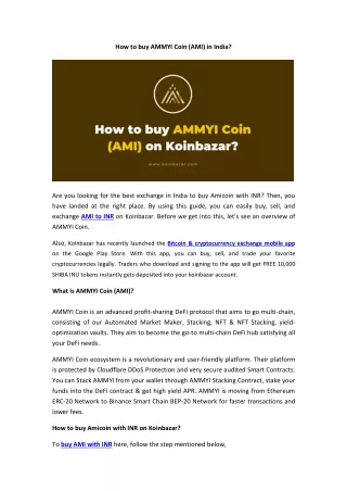How to buy AMMYI Coin (AMI) in India?