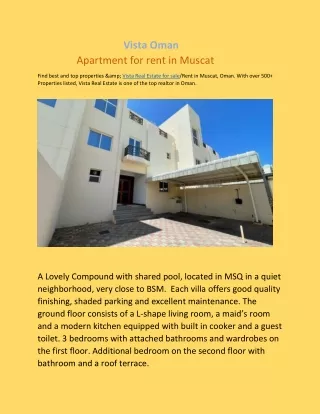 vista oman apartment for rent in muscat