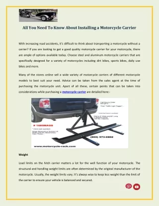 All You Need To Know About Installing a Motorcycle Carrier