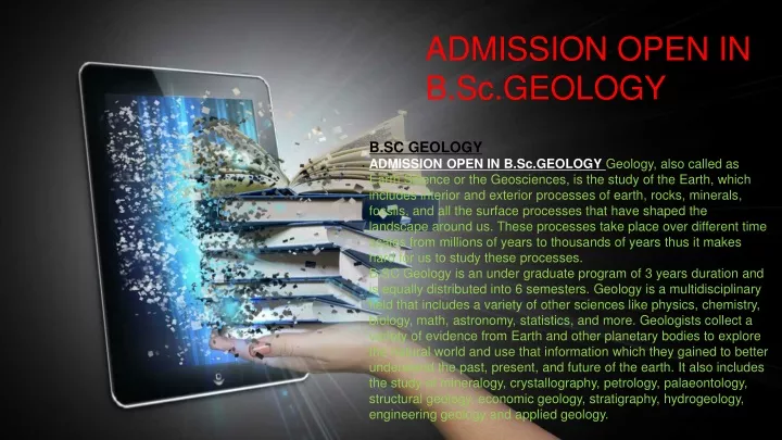admission open in b sc geology