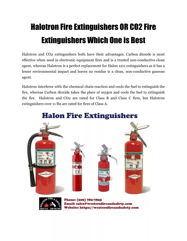 halotron fire extinguishers or co2 fire