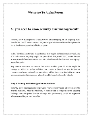 All you need to know security asset management