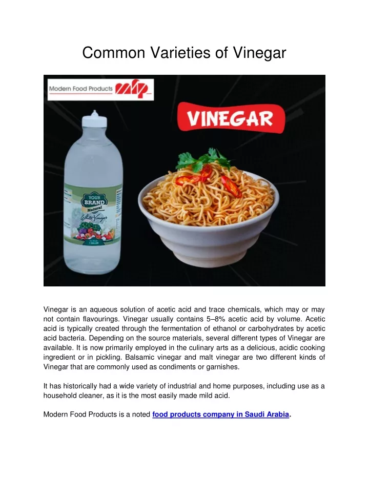 common varieties of vinegar