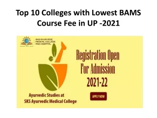 Top 10 Colleges with Lowest BAMS Course Fee in UP -2021