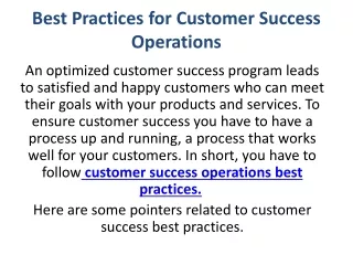 Best Practices for Customer Success Operations