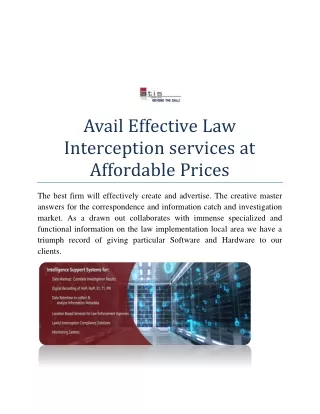 Avail Effective Law Interception services at Affordable Prices