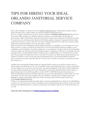 TIPS FOR HIRING YOUR IDEAL ORLANDO JANITORIAL SERVICE COMPANY-converted (1)