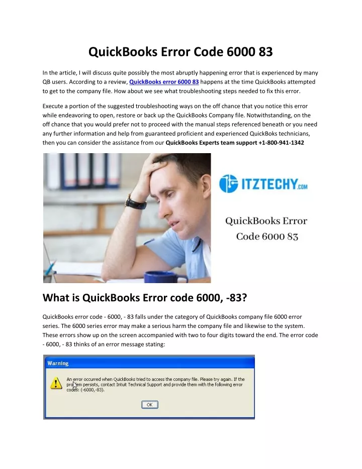 Ppt Quickbooks Error 6000 83 Solutions To Fix Powerpoint Presentation Id10685681