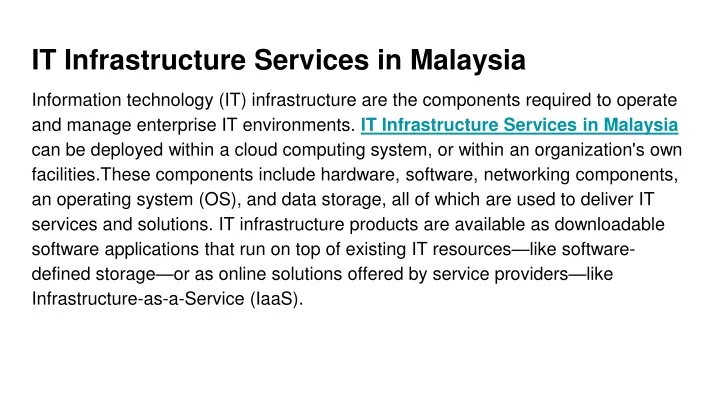 it infrastructure services in malaysia