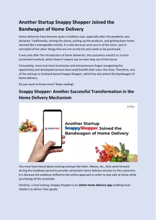 another startup snappy shopper joined