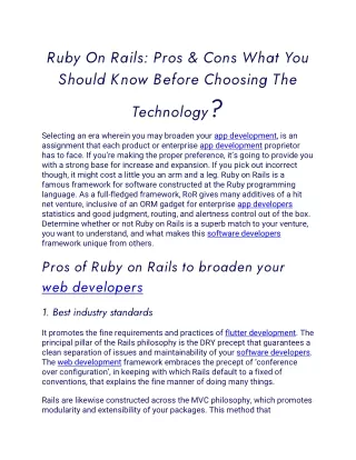 ruby on rails pros cons what you should know
