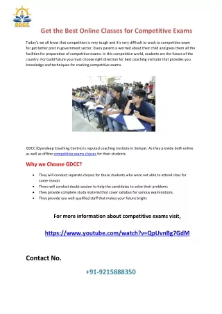 Get the Best Online Classes for Competitive Exams