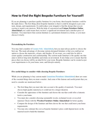 Blog 1 How to Find the Right Bespoke Furniture for Yourself!-converted