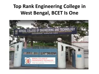 Top Rank Engineering College in West Bengal, BCET Is One