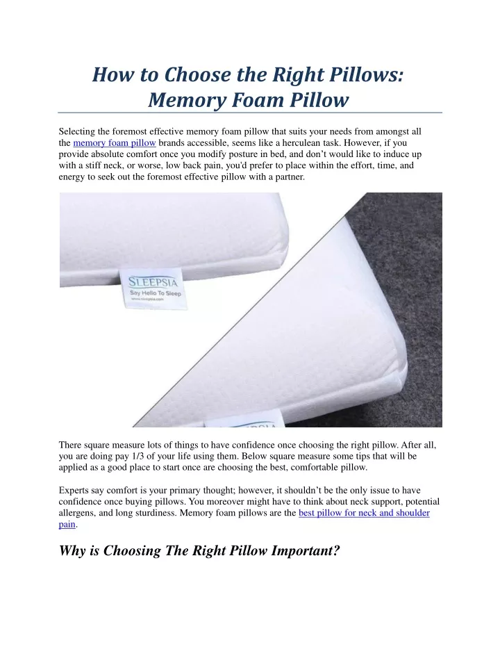 how to choose the right pillows memory foam pillow