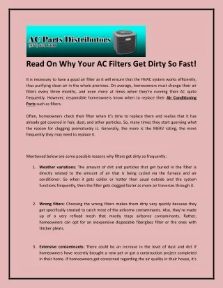 read on why your ac filters get dirty so fast