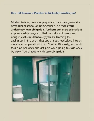 how will become a plumber in kirkcaldy benefits