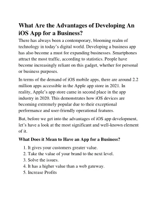 What Are the Advantages of Developing An iOS App for a Business