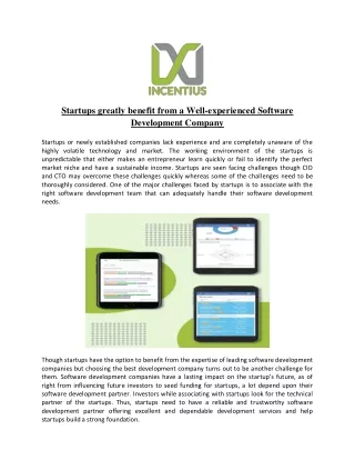 Startups greatly benefit from a Well-experienced Software Development Company