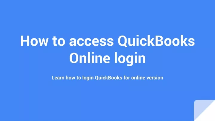 how to access quickbooks online login