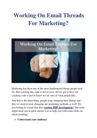 Working On Email Threads For Marketing?