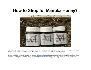How to Shop for Manuka Honey