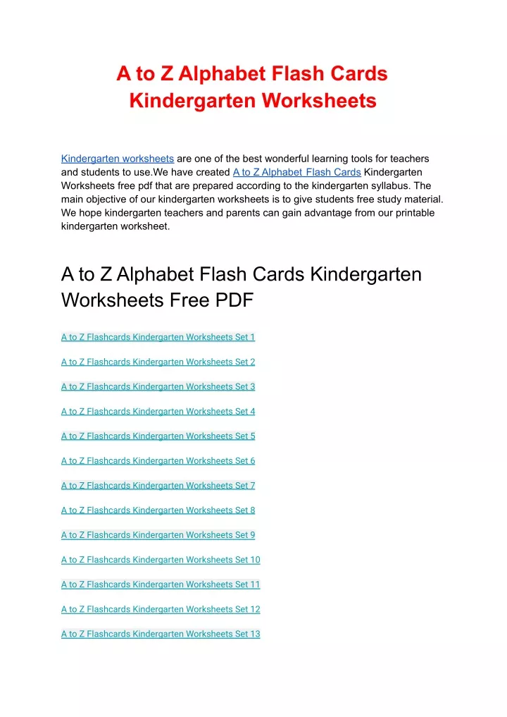 a to z alphabet flash cards kindergarten