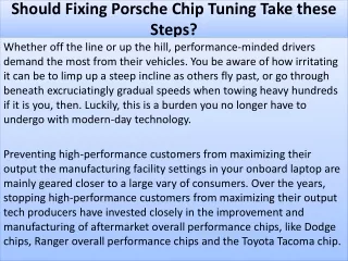 should fixing porsche chip tuning take these steps