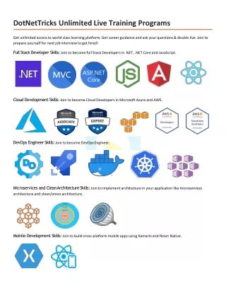 dotnettricks unlimited live training programs