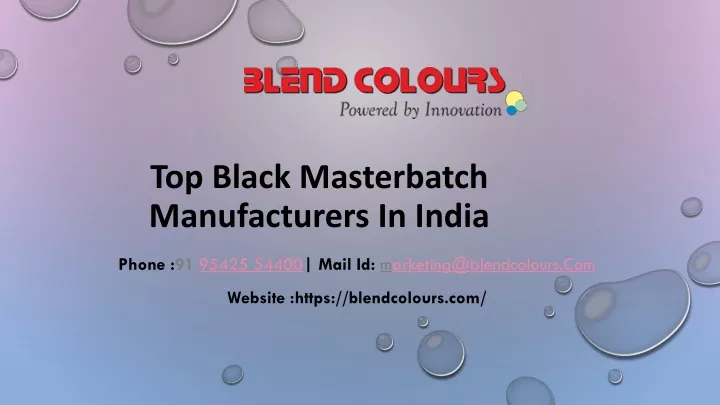 top black masterbatch manufacturers in india