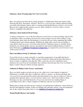 substance abuse warning signs for your loved one