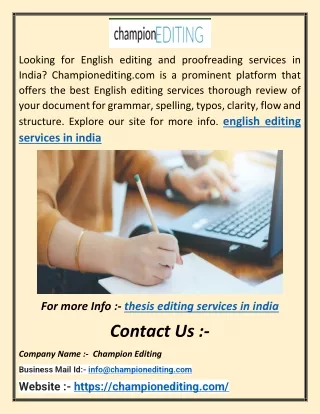thesis editing services in india SFS