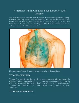 3 Vitamins which can keep your lungs fit and healthy